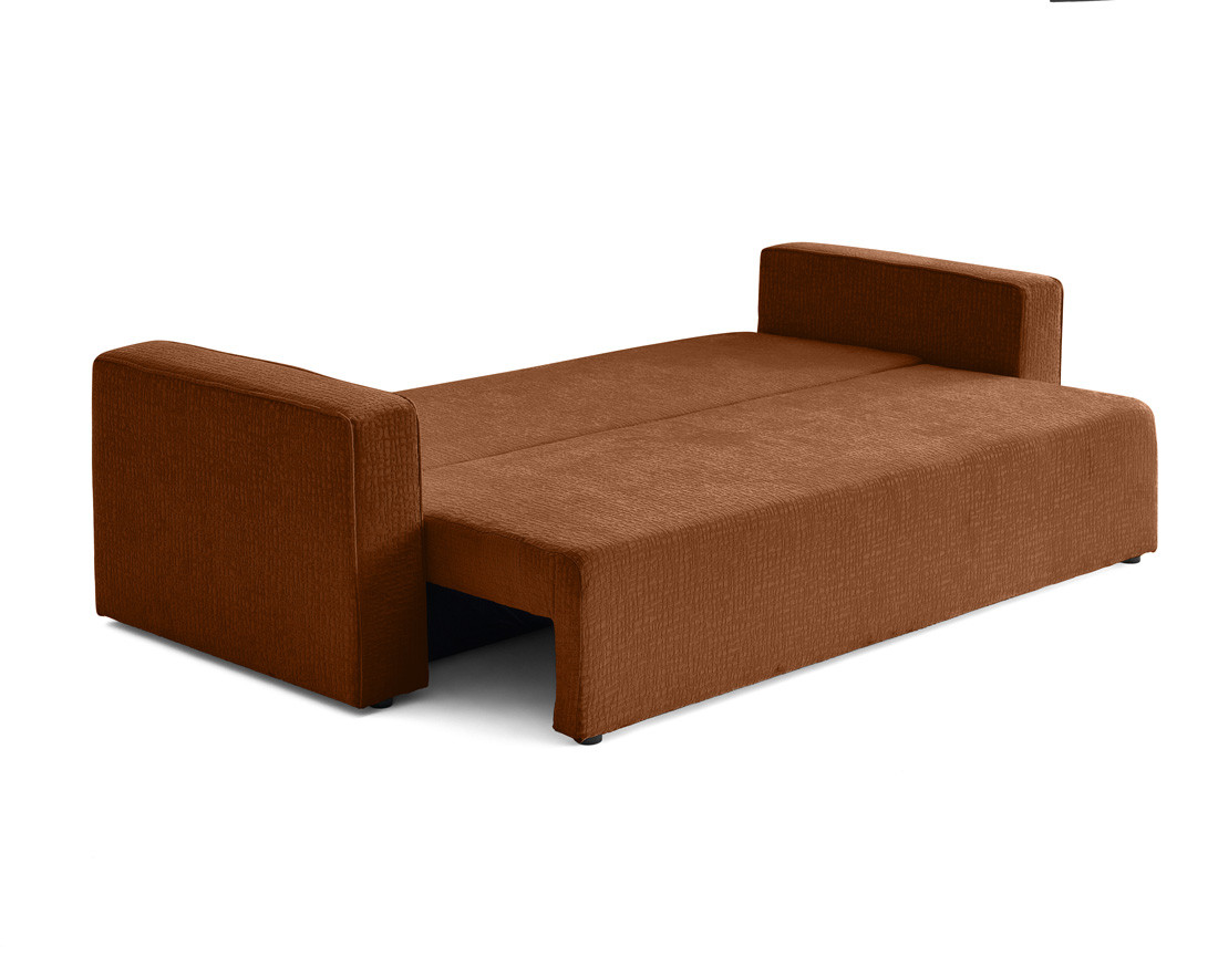 Canapé 3 places convertible avec coffre en tissu velours relief Topaze