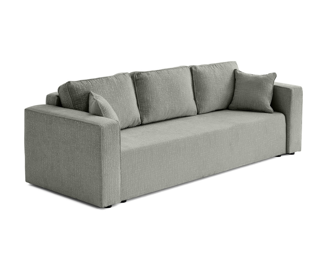 Canapé 3 places convertible avec coffre en tissu velours relief Topaze