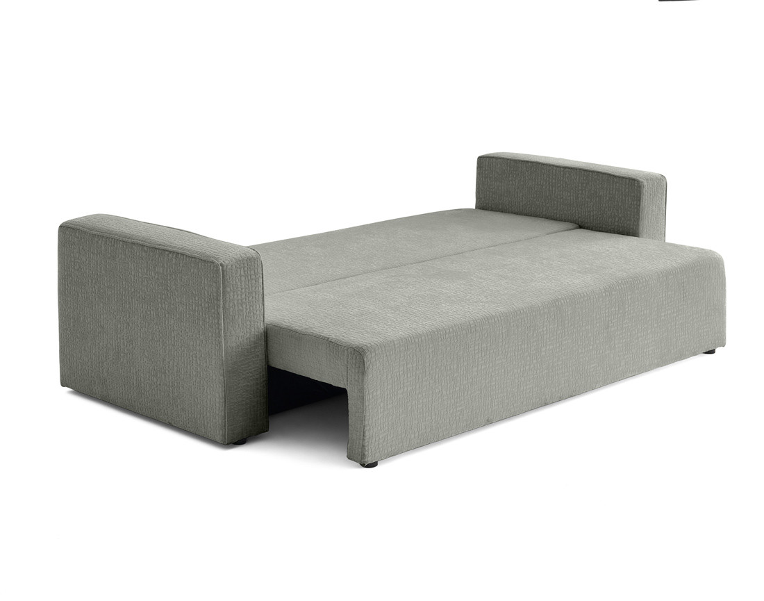 Canapé 3 places convertible avec coffre en tissu velours relief Topaze