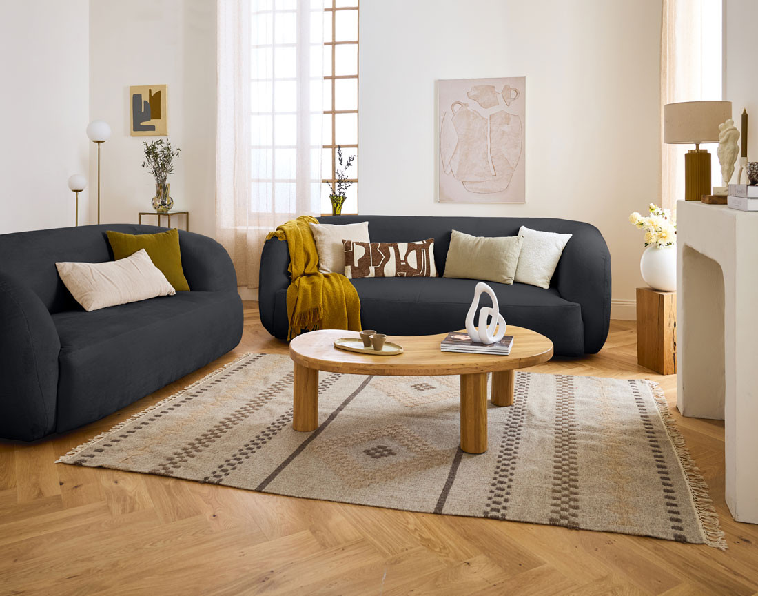 Canapé 3 places en velours Ernee