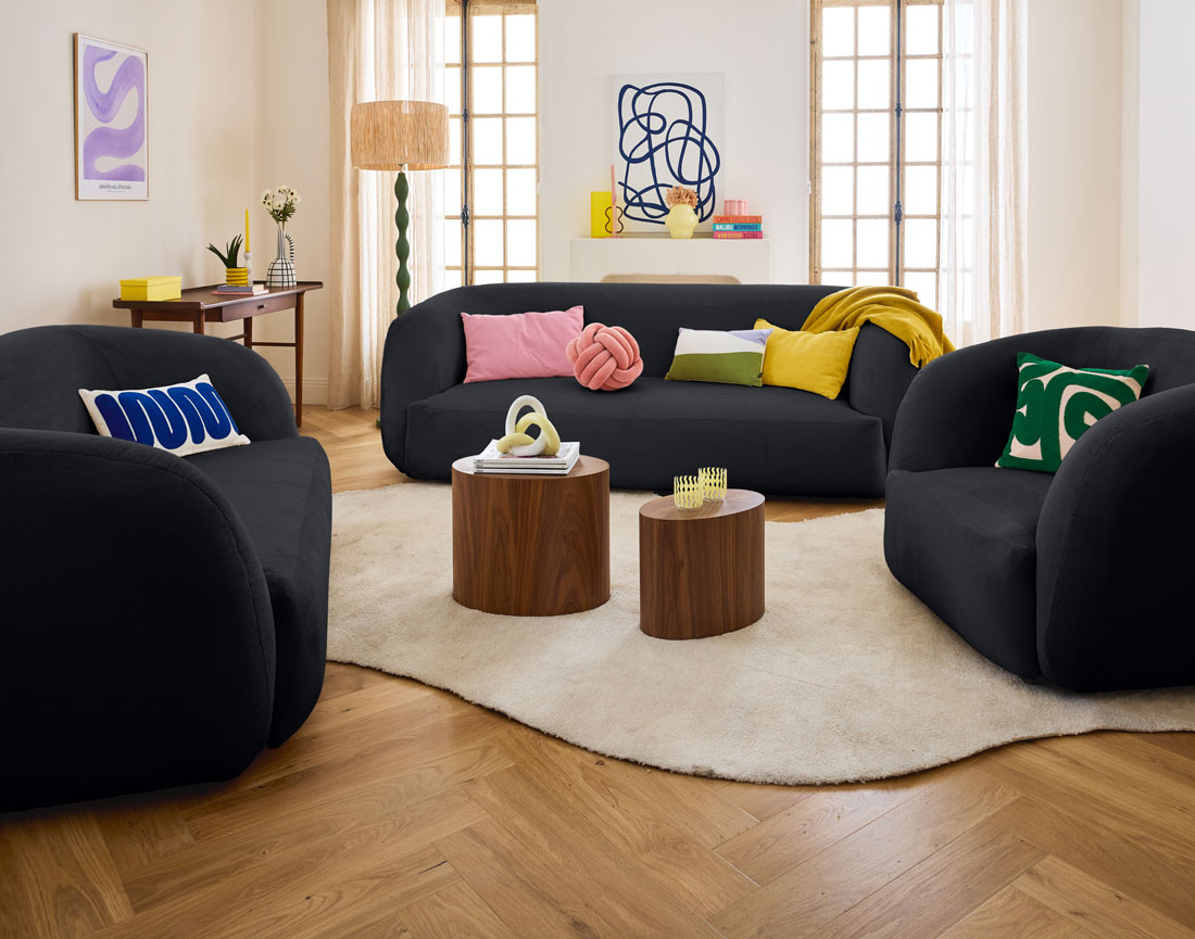 Canapé 3 places en velours Ernee