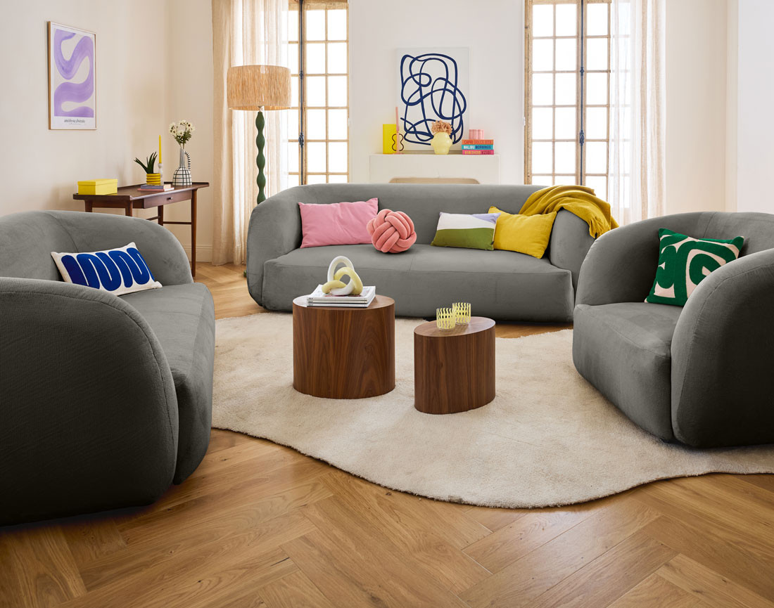 Canapé 3 places en velours Ernee