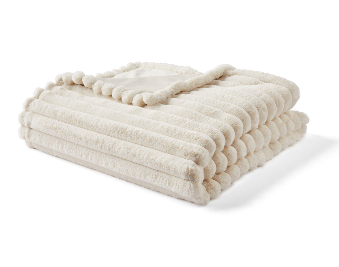 Plaid 200x140 cm en fausse fourrure côtelé et velours Arezzo