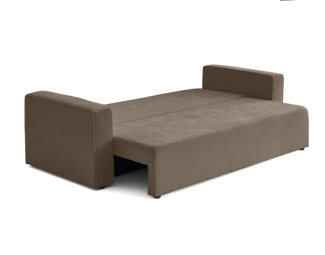 Canapé 3 places convertible avec coffre en tissu velours relief Topaze