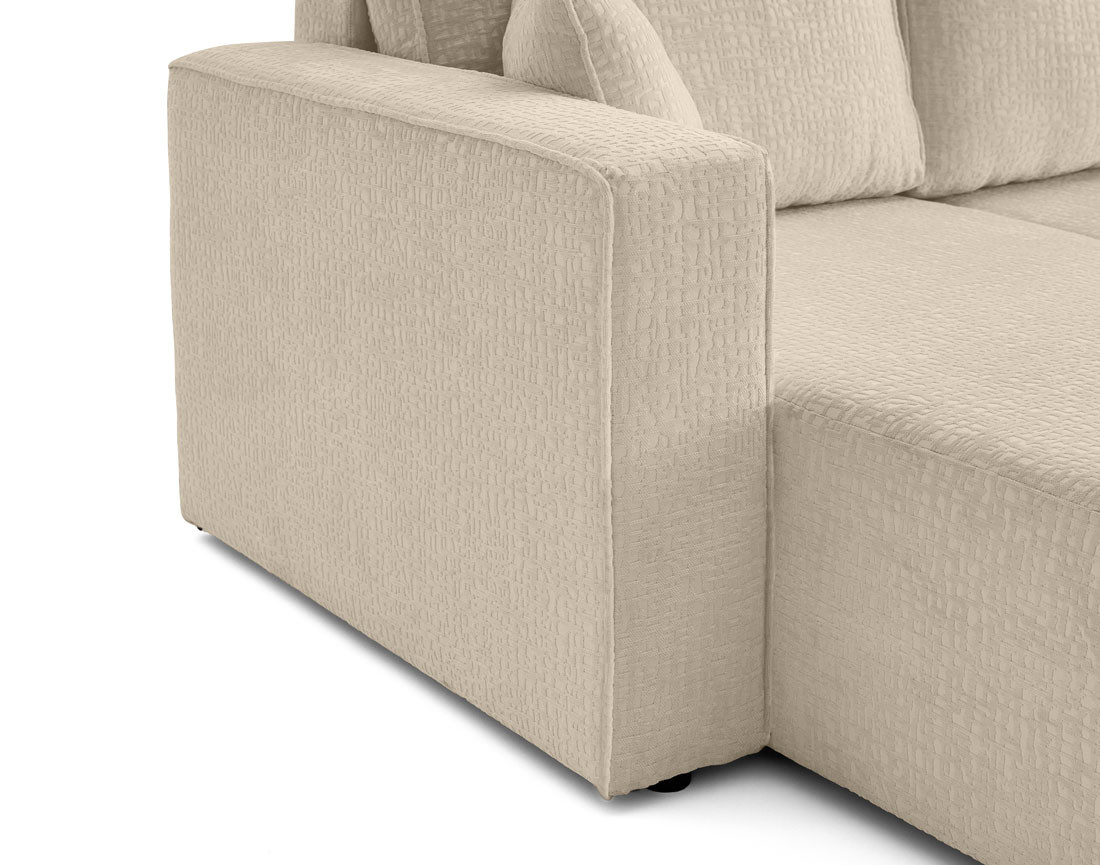 Canapé d'angle réversible 4 places convertible avec coffre en tissu velours relief Topaze