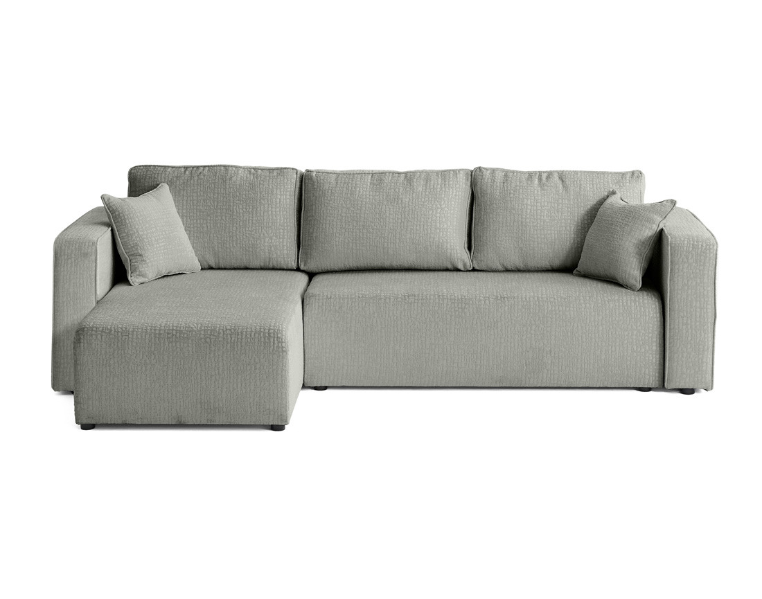 Canapé d'angle réversible 4 places convertible avec coffre en tissu velours relief Topaze