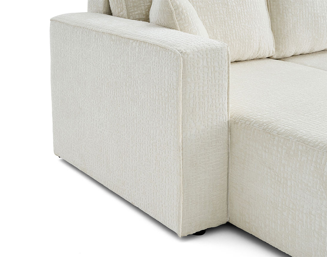 Canapé panoramique en U convertible avec coffre en tissu velours relief Topaze