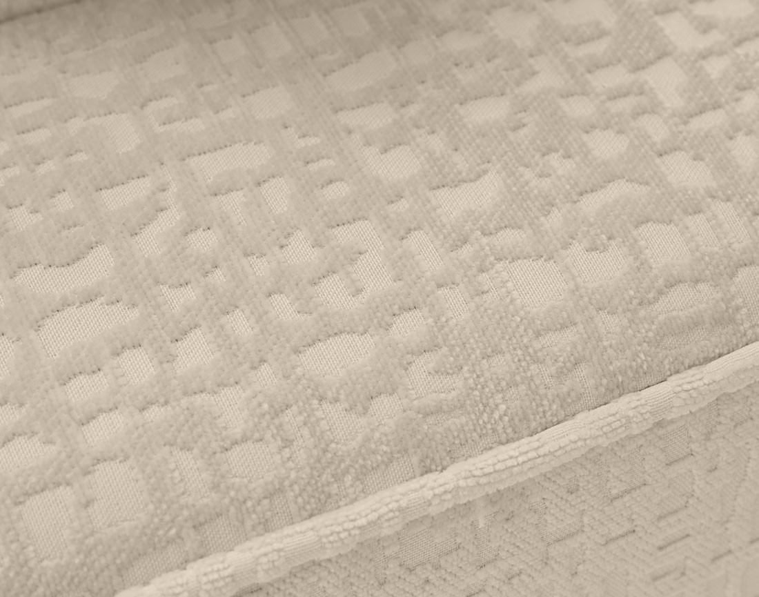 Canapé panoramique en U convertible avec coffre en tissu velours relief Topaze