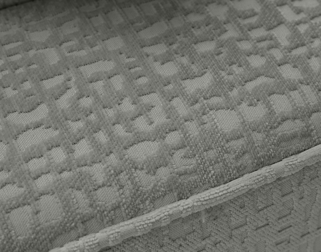 Canapé panoramique en U convertible avec coffre en tissu velours relief Topaze
