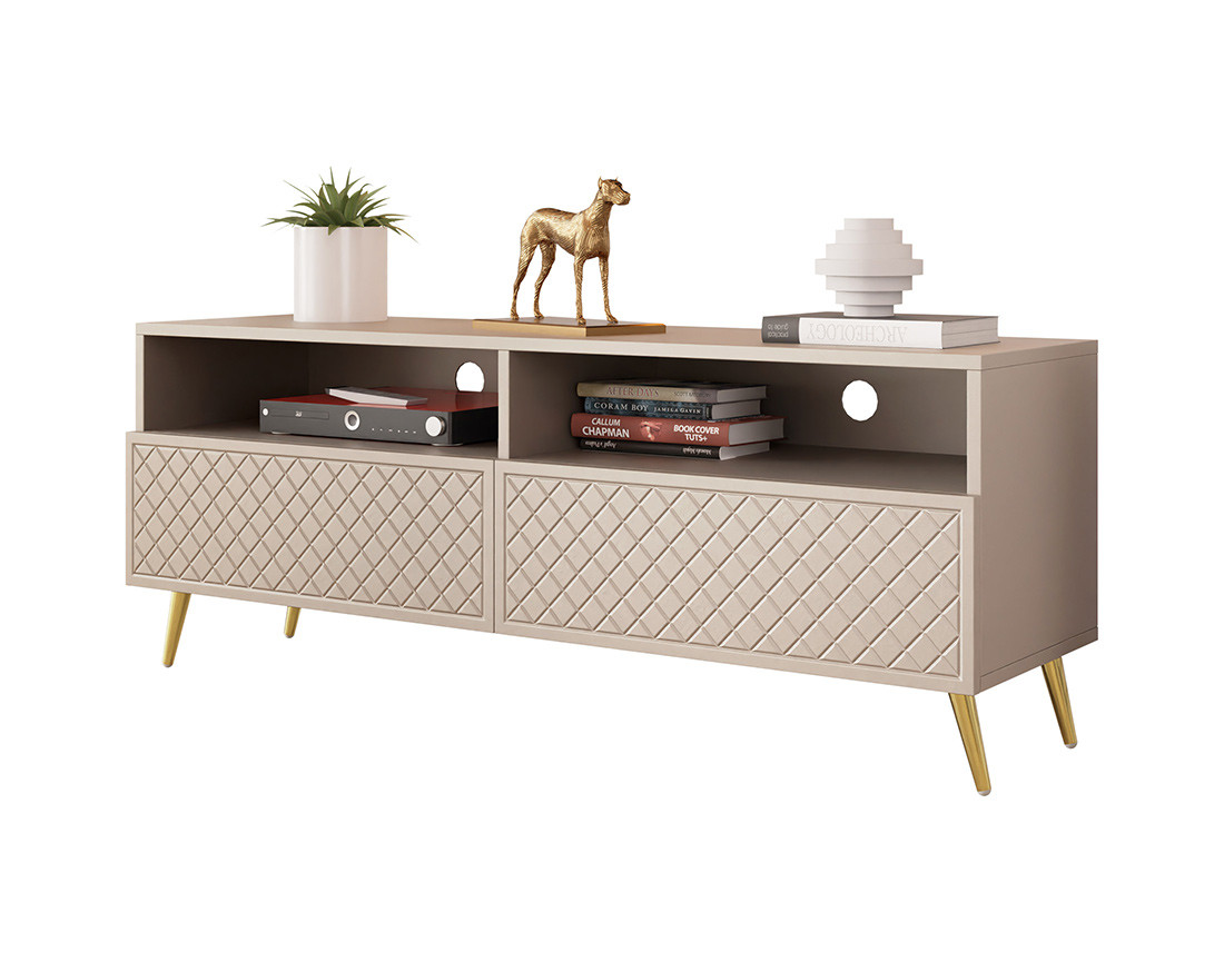 Meuble TV 2 tiroirs et 2 niches 150 cm Sorolla