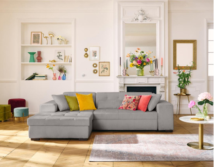 Canapé d'angle convertible Vermont 4 places avec coffre - angle gauche