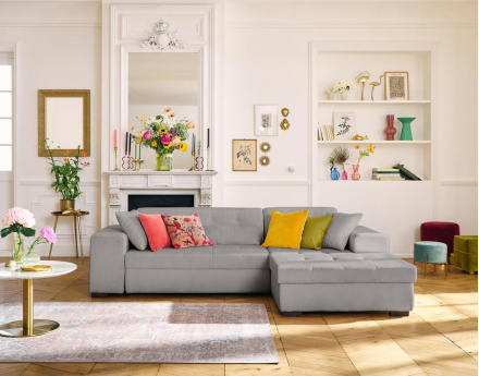 Canapé d'angle convertible Vermont 4 places avec coffre - angle droit