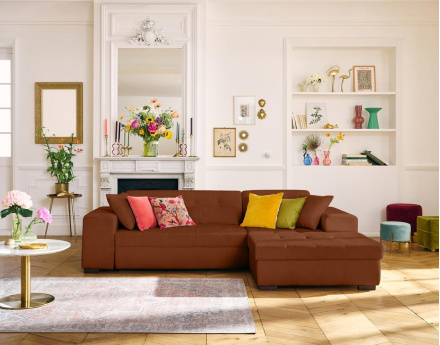 Canapé d'angle convertible Vermont 4 places avec coffre - angle droit