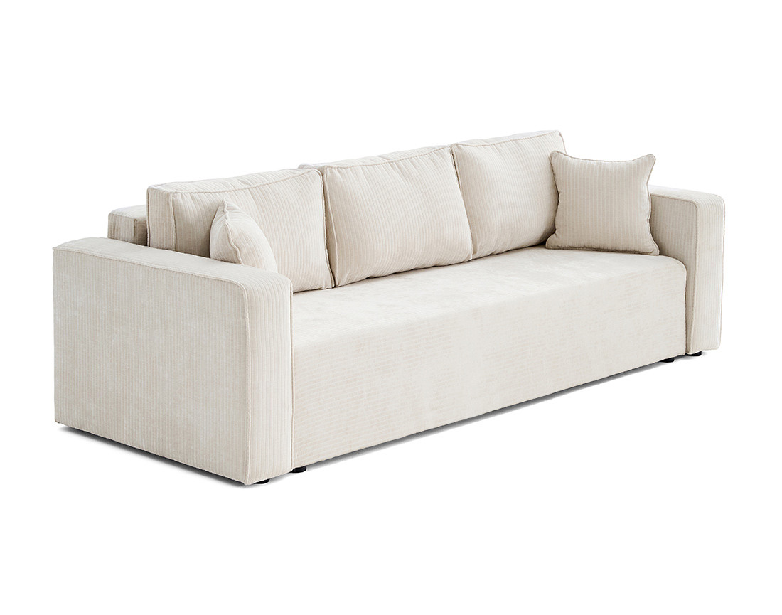 Canapé 3 places convertible avec coffre en velours côtelé plat Topaze