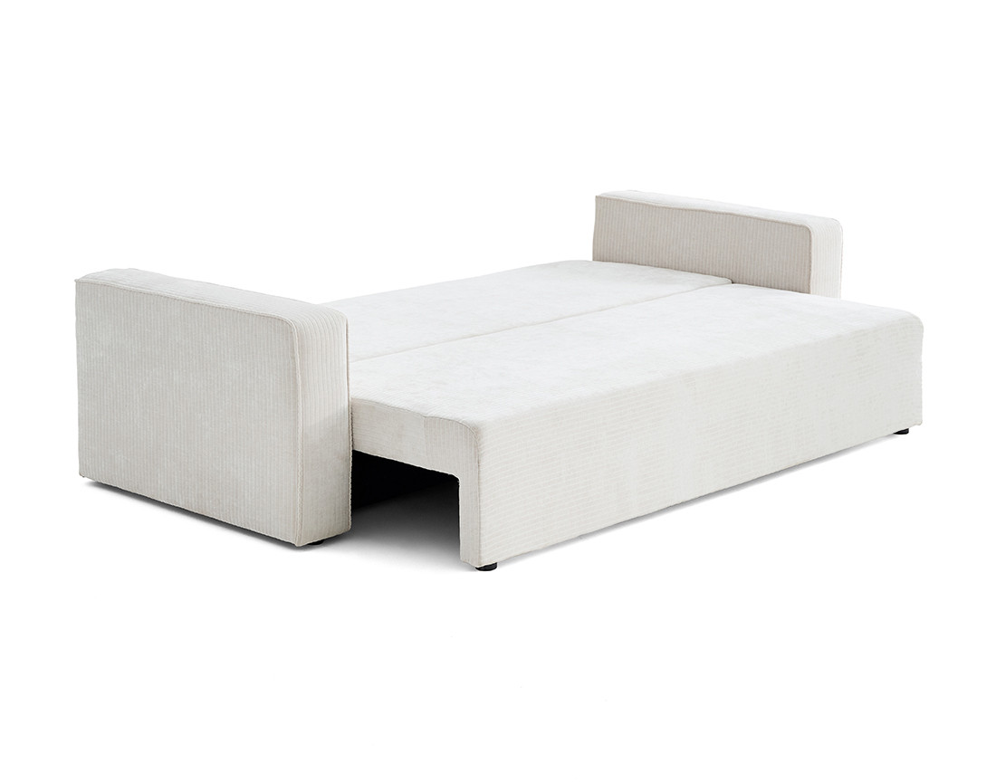 Canapé 3 places convertible avec coffre en velours côtelé plat Topaze