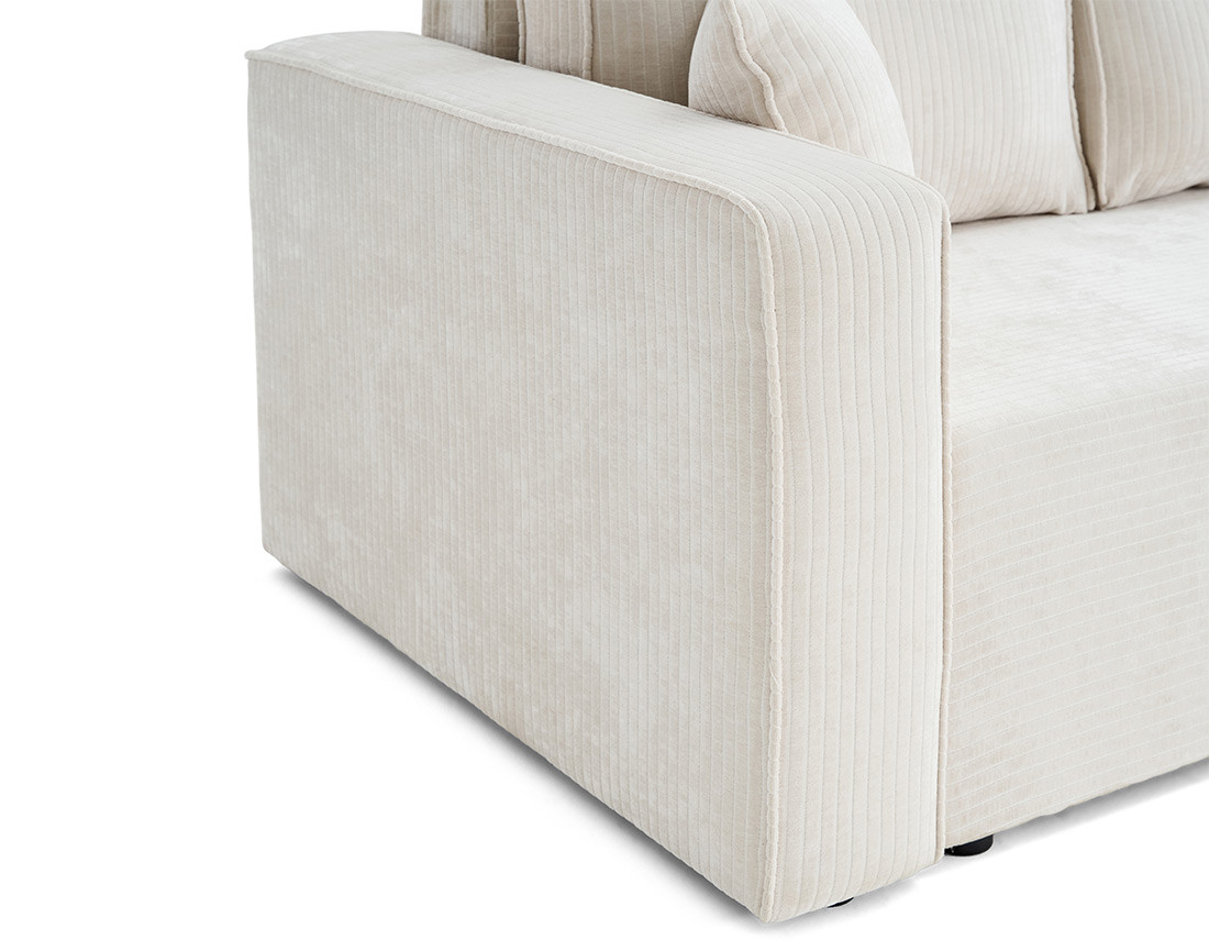 Canapé 3 places convertible avec coffre en velours côtelé plat Topaze