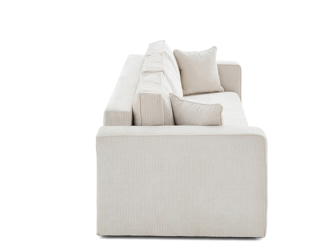 Canapé 3 places convertible avec coffre en velours côtelé plat Topaze