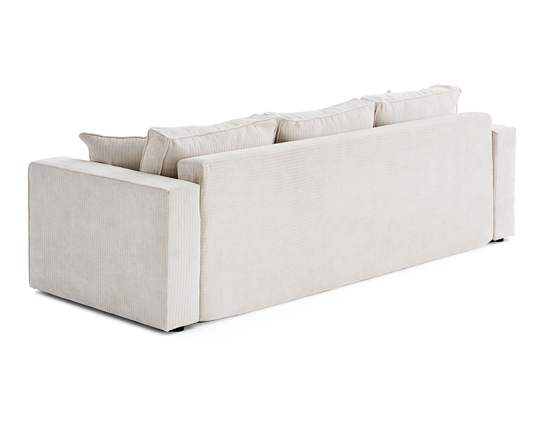 Canapé 3 places convertible avec coffre en velours côtelé plat Topaze