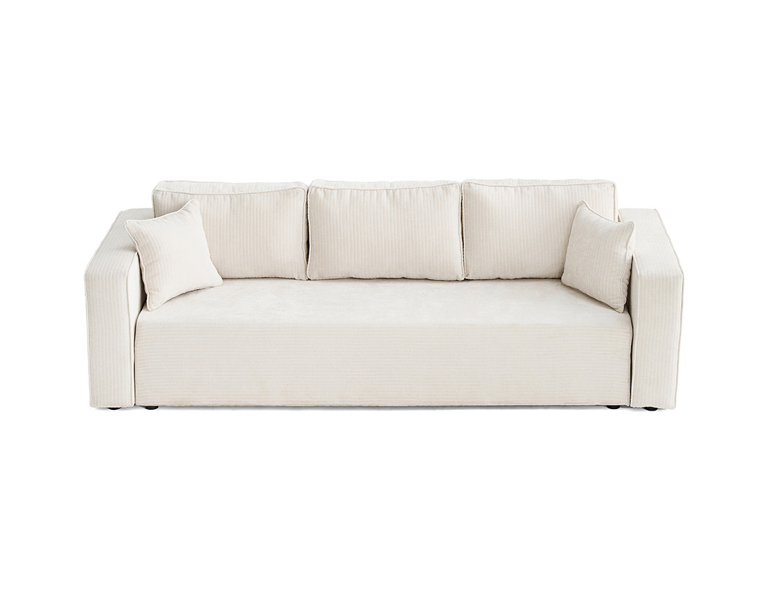 Canapé 3 places convertible avec coffre en velours côtelé plat Topaze