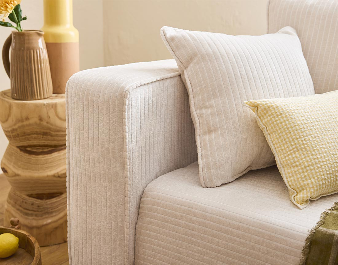 Canapé 3 places convertible avec coffre en velours côtelé plat Topaze