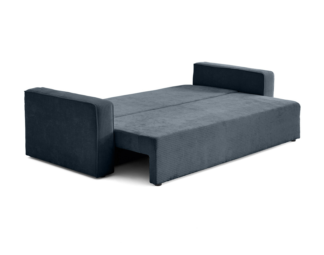 Canapé 3 places convertible avec coffre en velours côtelé plat Topaze