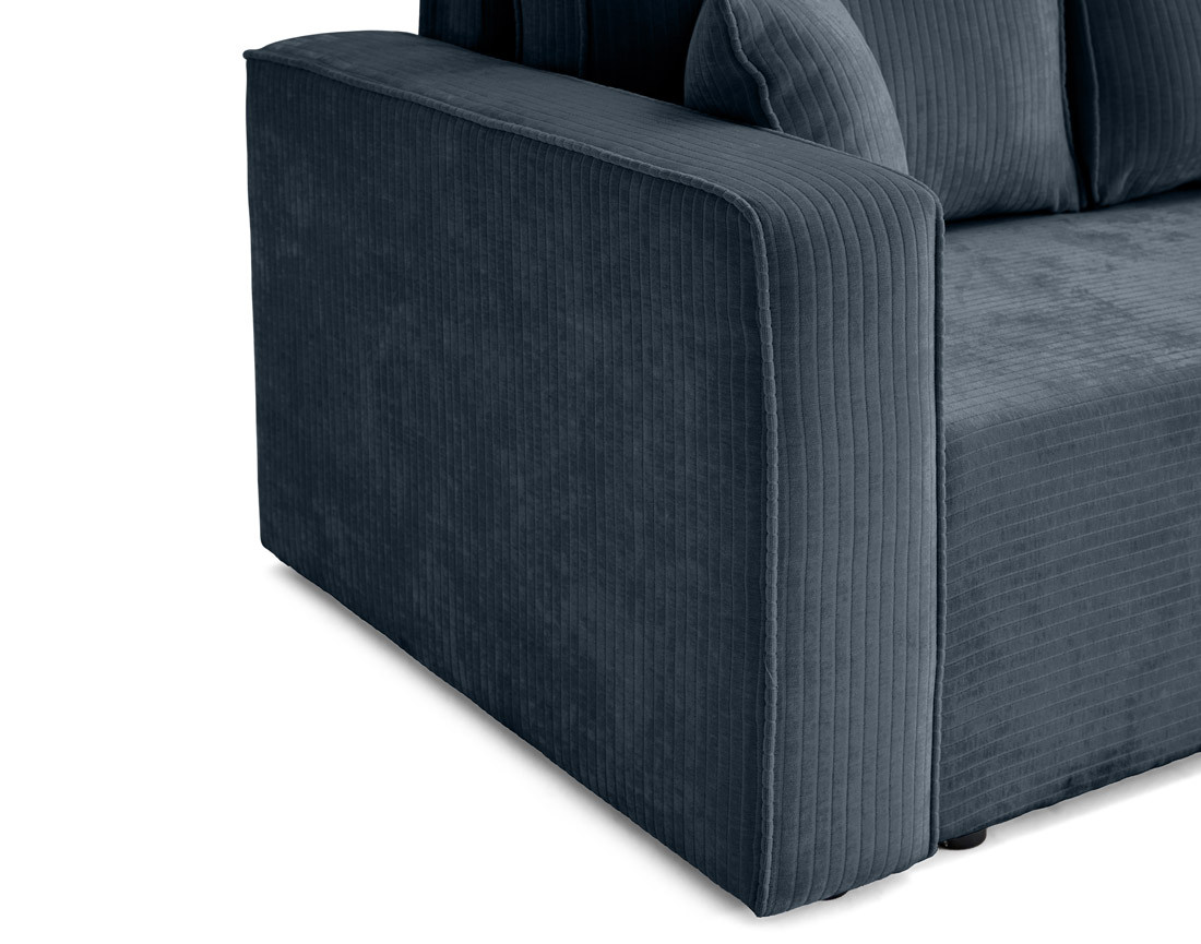 Canapé 3 places convertible avec coffre en velours côtelé plat Topaze