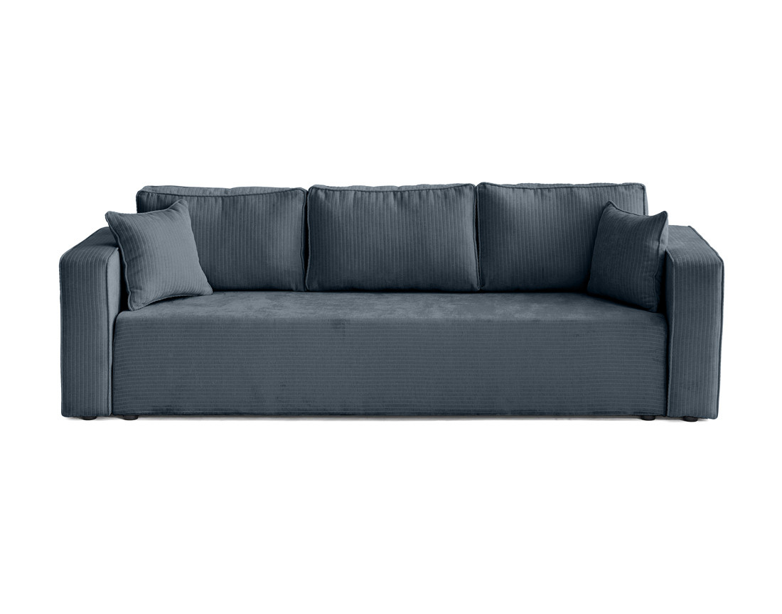 Canapé 3 places convertible avec coffre en velours côtelé plat Topaze