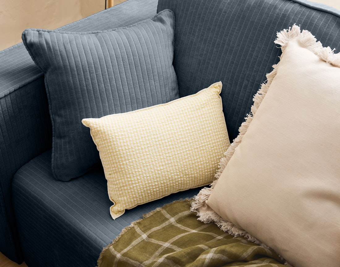 Canapé 3 places convertible avec coffre en velours côtelé plat Topaze