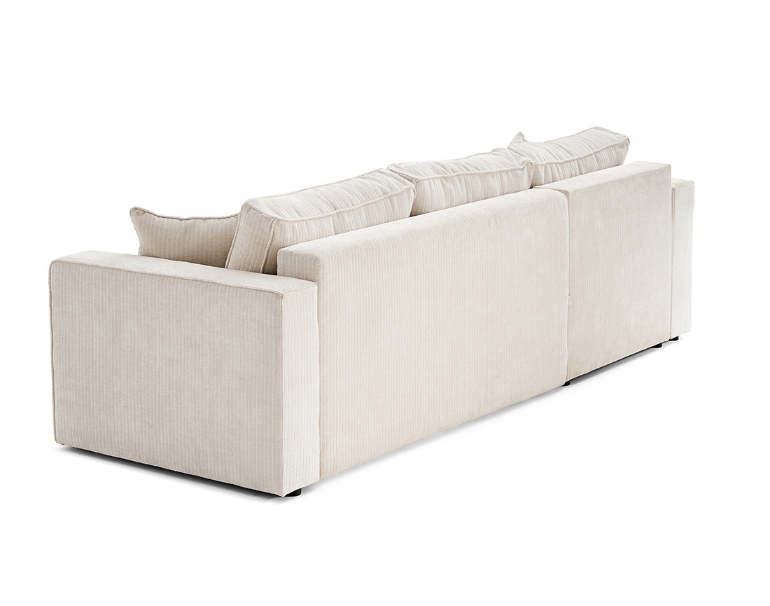 Canapé d'angle convertible avec coffre en velours côtelé plat Topaze