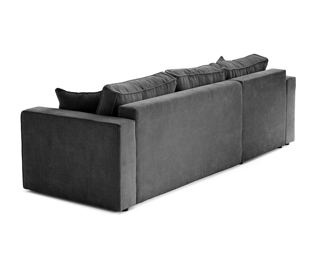 Canapé d'angle convertible avec coffre en velours côtelé plat Topaze