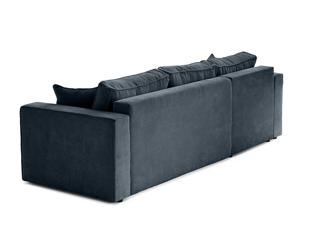 Canapé d'angle convertible avec coffre en velours côtelé plat Topaze