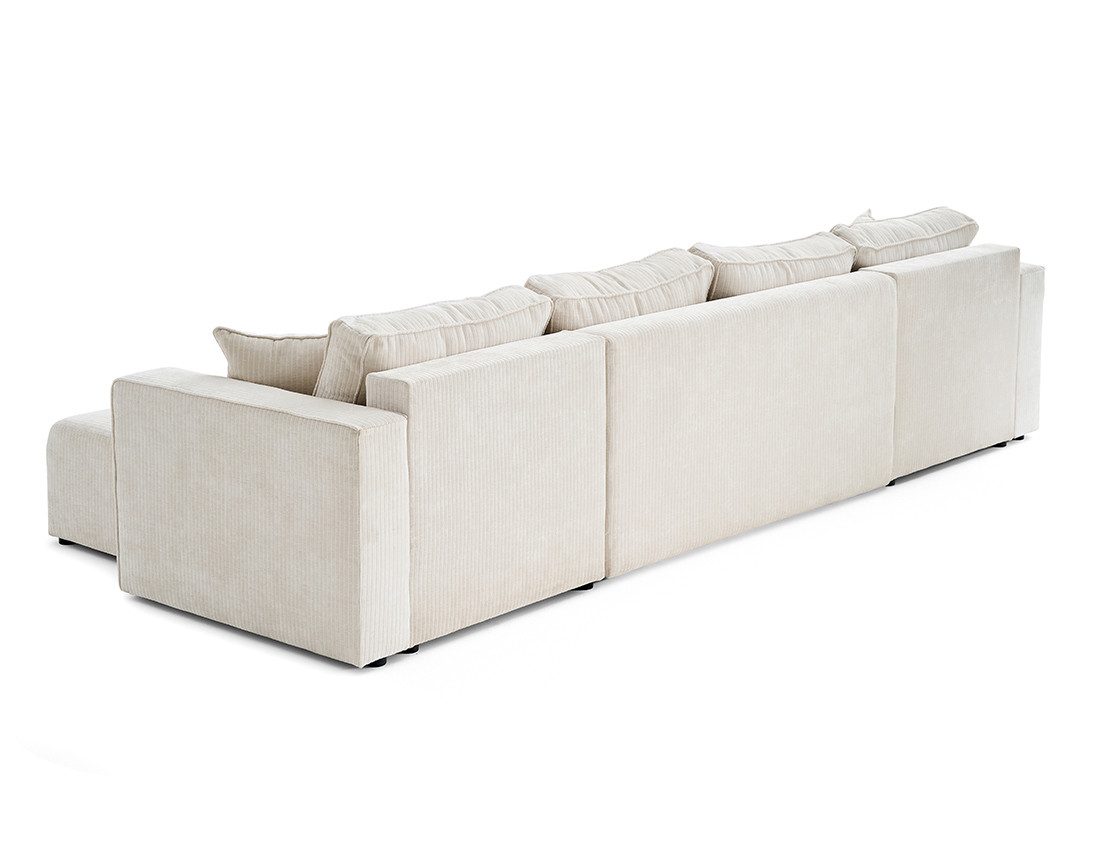 Canapé panoramique convertible avec coffre en velours côtelé plat Topaze