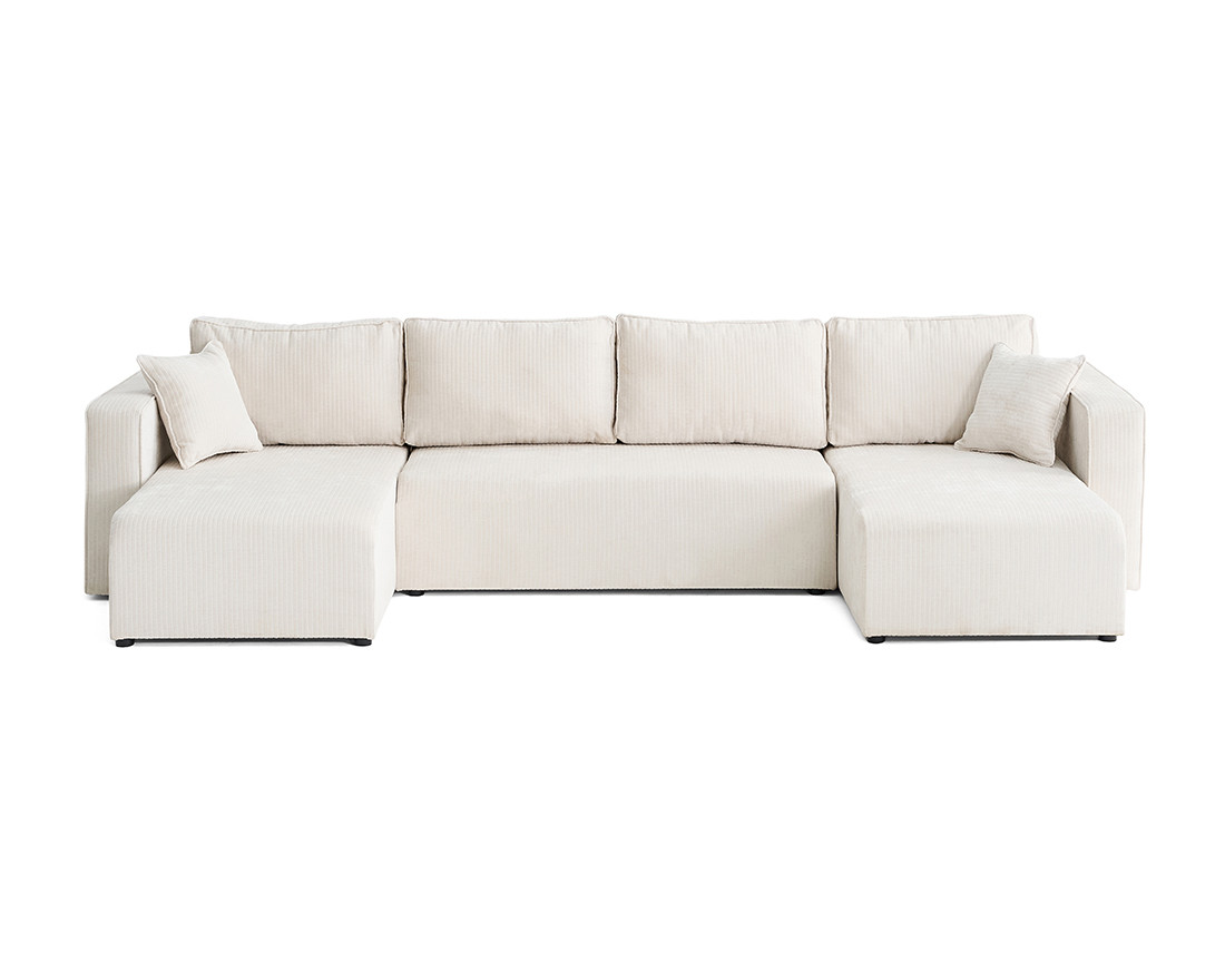 Canapé panoramique convertible avec coffre en velours côtelé plat Topaze