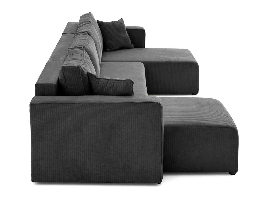 Canapé panoramique convertible avec coffre en velours côtelé plat Topaze