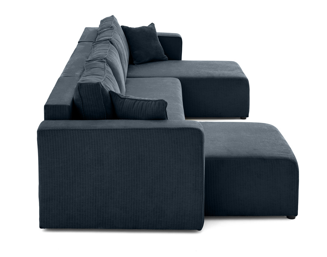Canapé panoramique convertible avec coffre en velours côtelé plat Topaze