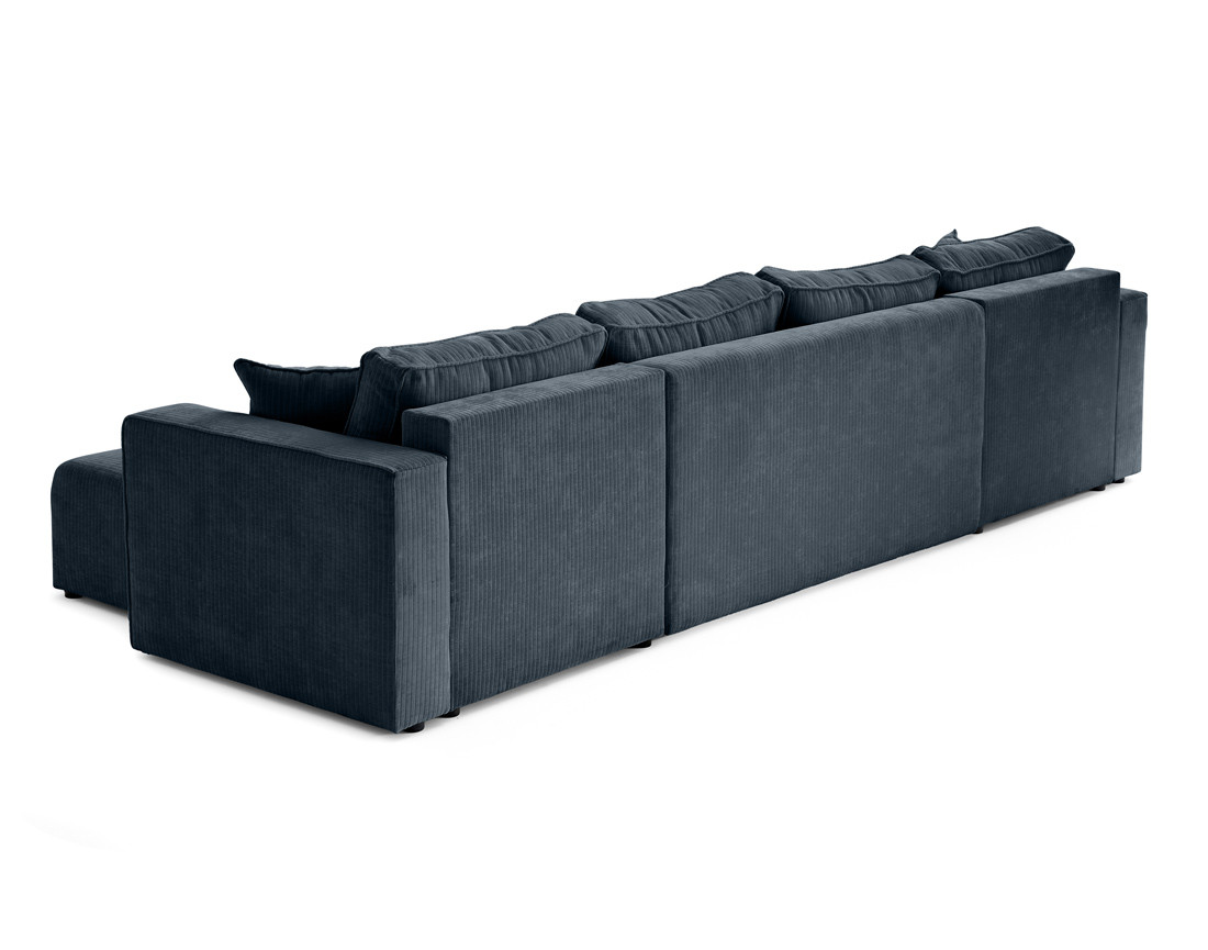 Canapé panoramique convertible avec coffre en velours côtelé plat Topaze