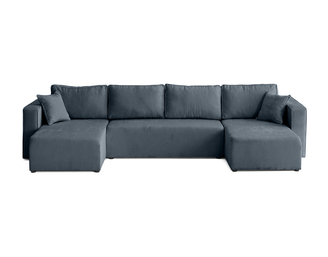 Canapé panoramique convertible avec coffre en velours côtelé plat Topaze