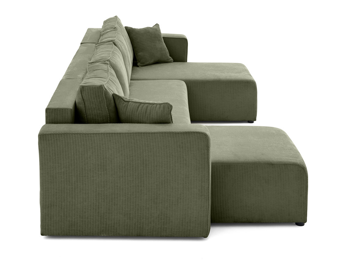 Canapé panoramique convertible avec coffre en velours côtelé plat Topaze