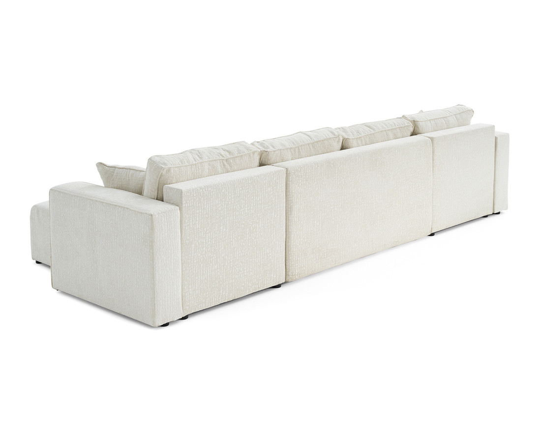 Canapé panoramique en U convertible avec coffre en tissu velours relief Topaze