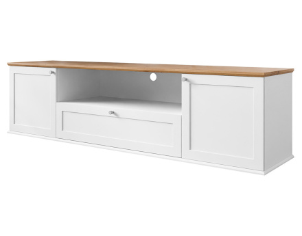 Meuble TV bois et blanc 2 portes, 1 tiroir et 1 niche 182 cm Francesco