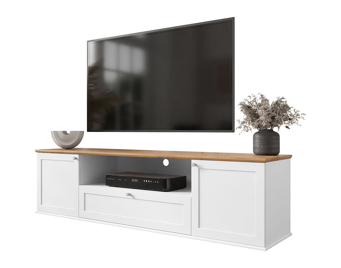 Meuble TV bois et blanc 182 cm Francesco