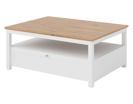 Table basse bois et blanc 104 cm Francesco