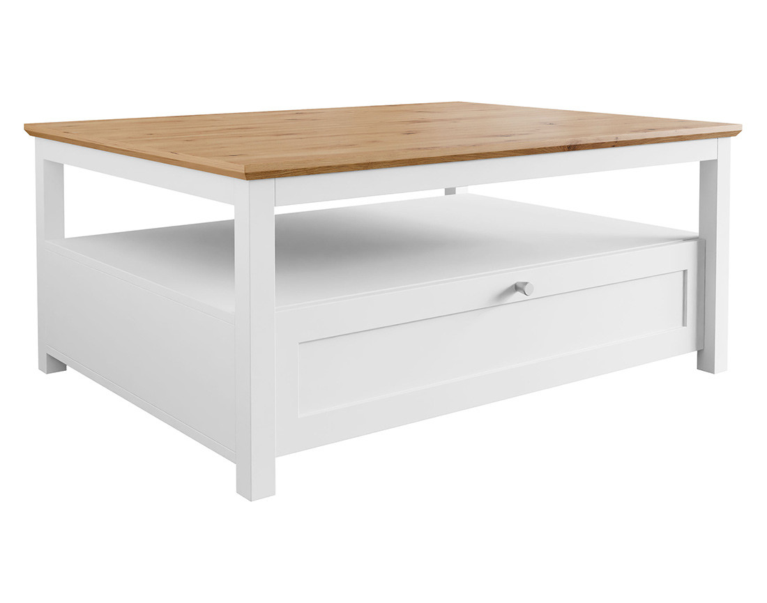 Table basse bois et blanc 104 cm Francesco