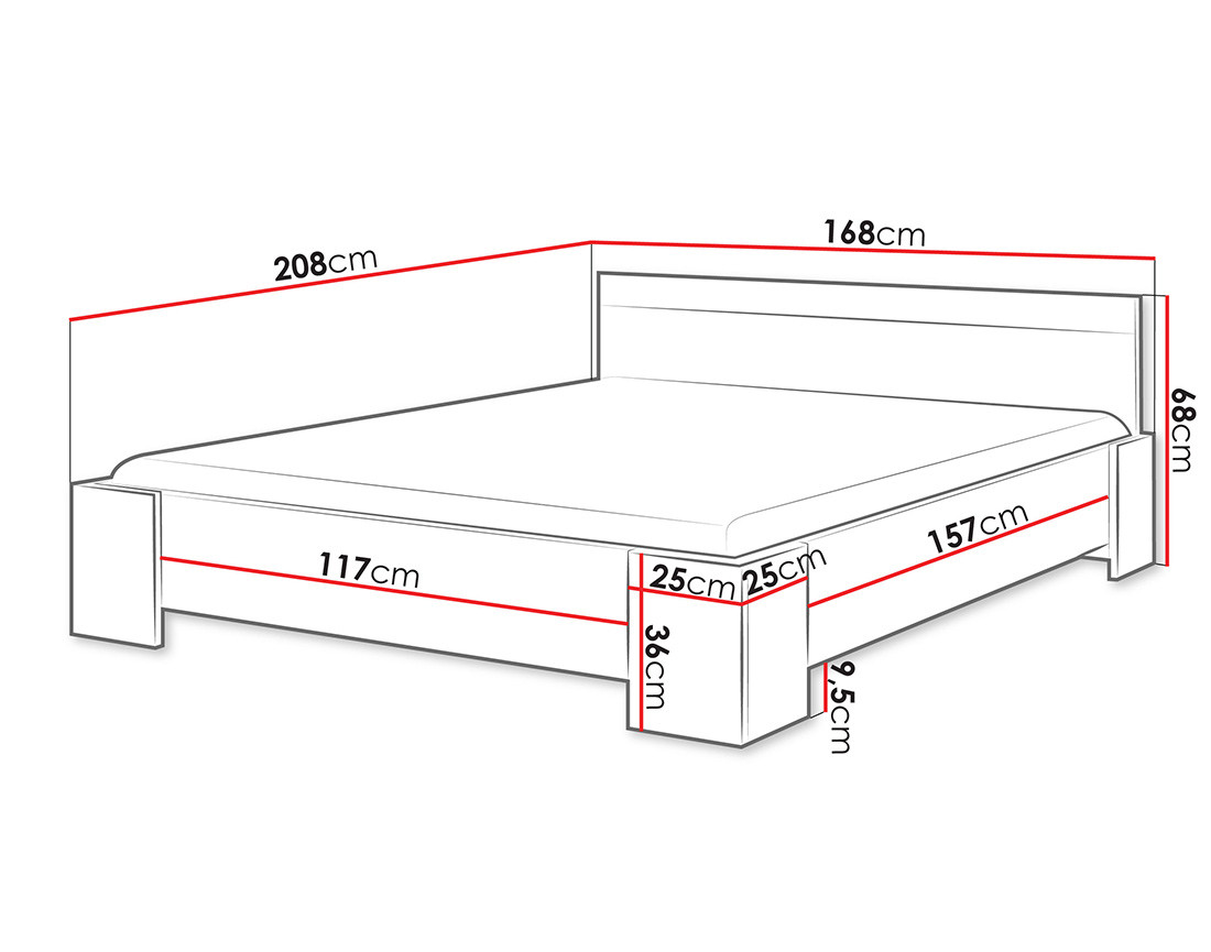 Lit 160x200 cm bois et blanc Francesco