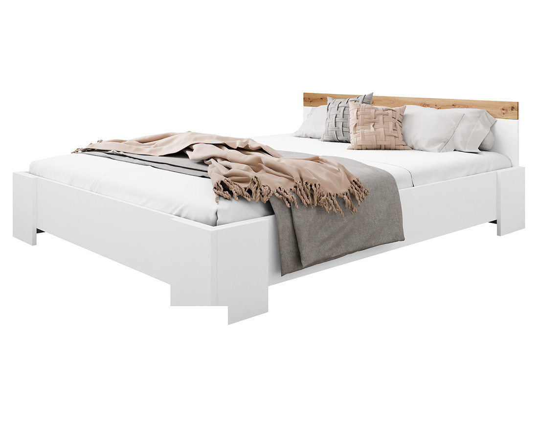 Lit 160x200 cm bois et blanc Francesco