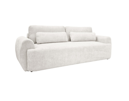 Canapé 3 places convertible avec coffre en tissu bouclette Mahina