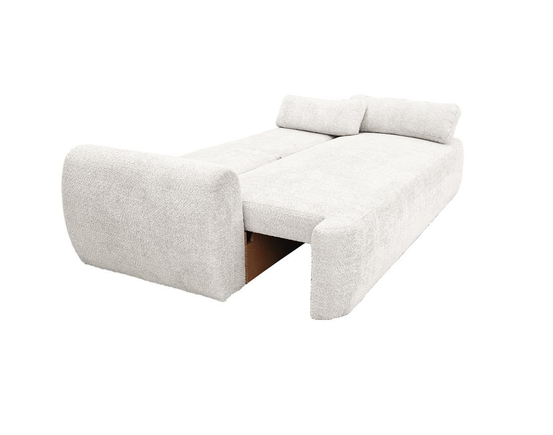 Canapé 3 places convertible avec coffre en tissu bouclette Mahina