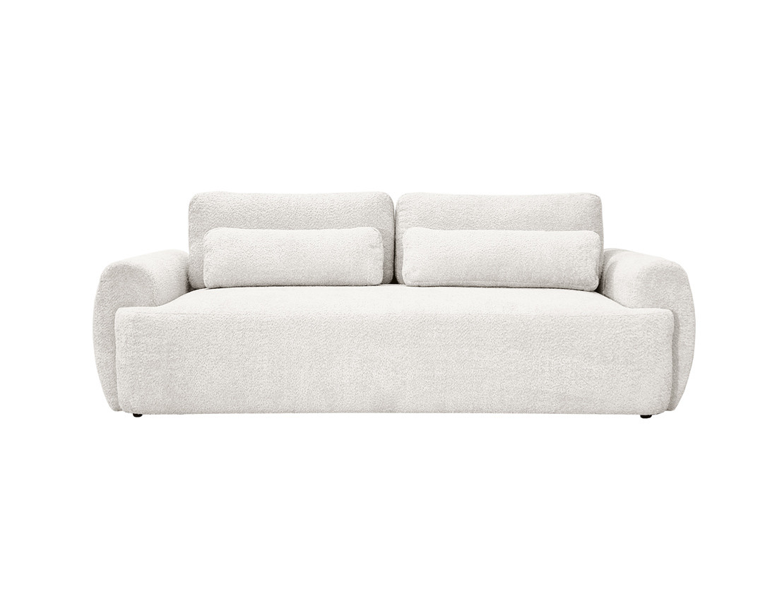 Canapé 3 places convertible avec coffre en tissu bouclette Mahina