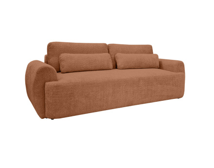 Canapé 3 places convertible avec coffre en tissu bouclette Mahina