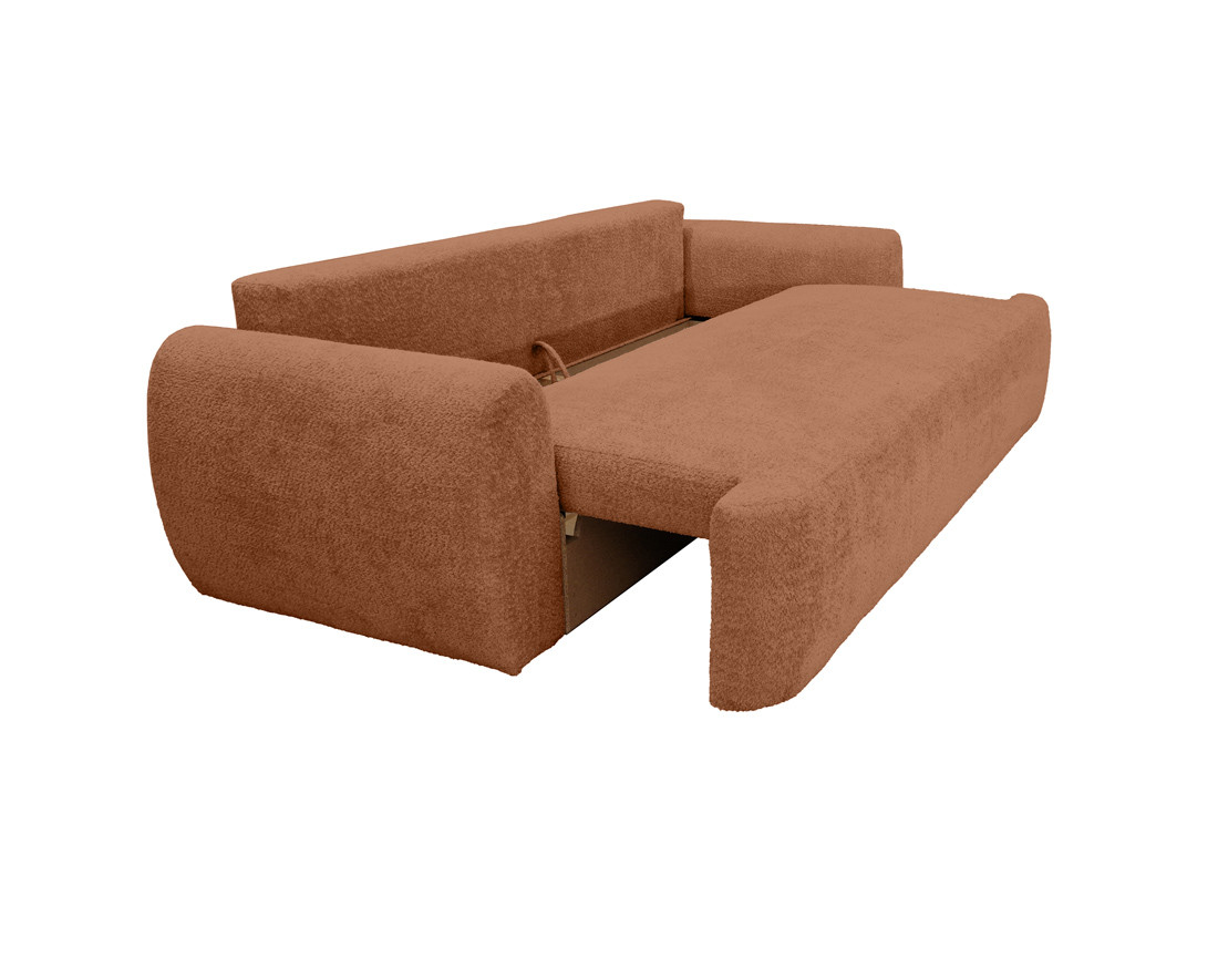 Canapé 3 places convertible avec coffre en tissu bouclette Mahina